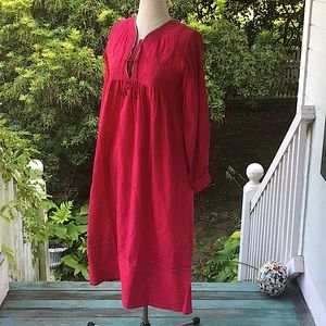 vintage 70s Raspberry pink quilted beaded dress